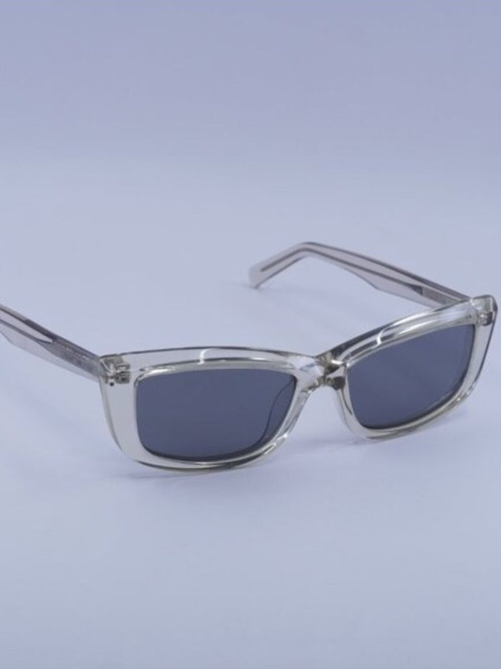 Saint Laurent SL658 003 Sunglasses Transparent Cat Eye Frame, Silver Lenses